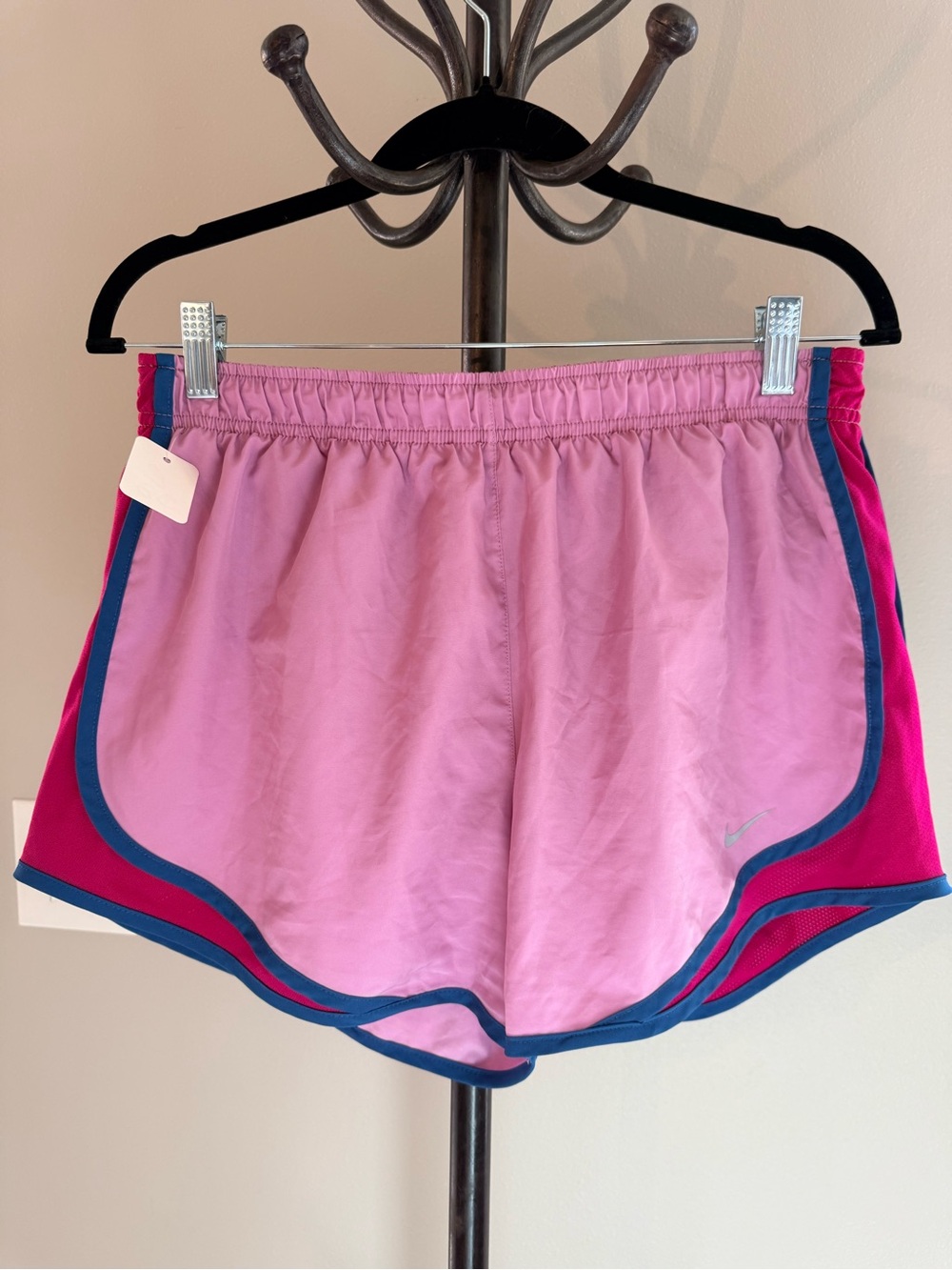 Nike Pink & Fuchsia Athletic Running Shorts with Navy Trim
